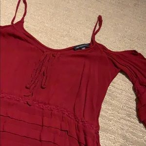 AE open shoulder eyelet top